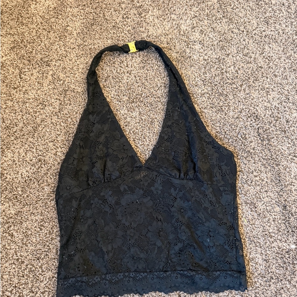 Black Lace Halter Top